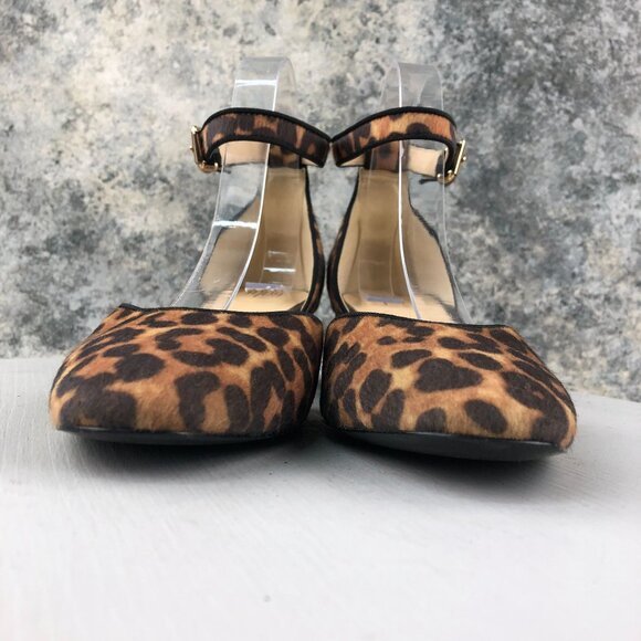 CAbi Women's Size 8M Kiki Brown Leopard Print Ankle Strap Block Heel Sandals - Picture 2 of 12
